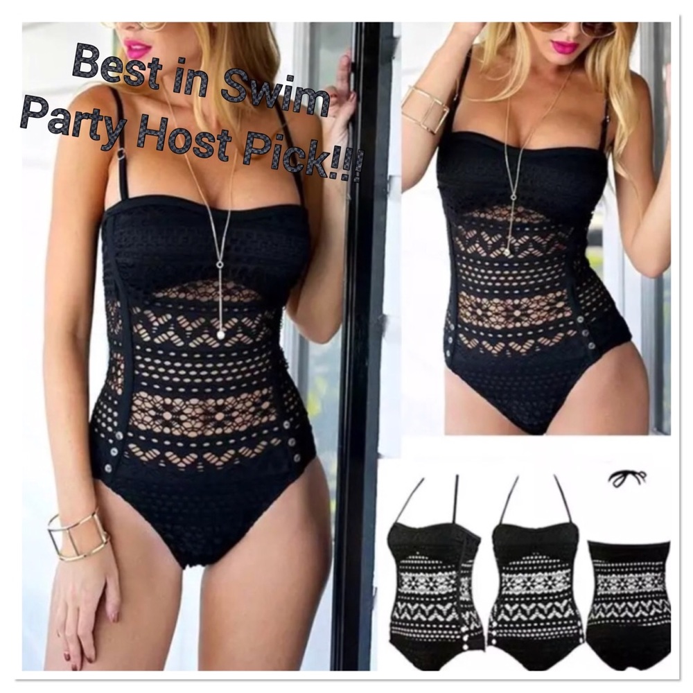Retro Black Lace swimsuit PLUS size available